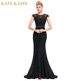 Elegant Sheer Cap Sleeve Long Evening Dress