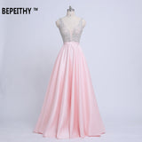V-Neck Beads Bodice Long Evening Dress Party Elegant