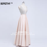 V-Neck Beads Bodice Long Evening Dress Party Elegant