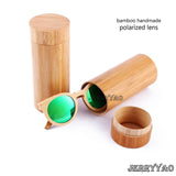 Bamboo sunglasses with color lens and sunglasses bag & cloth