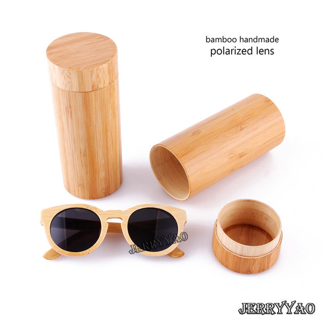 Bamboo sunglasses with color lens and sunglasses bag & cloth