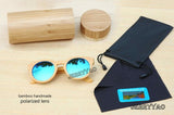 Bamboo sunglasses with color lens and sunglasses bag & cloth