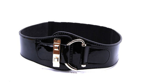 Wide belt Leather bright pure