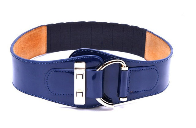 Wide belt Leather bright pure
