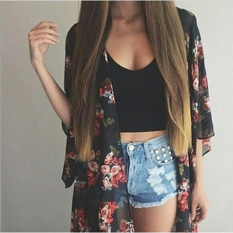 Summer Cover up Women Chifron Shirt