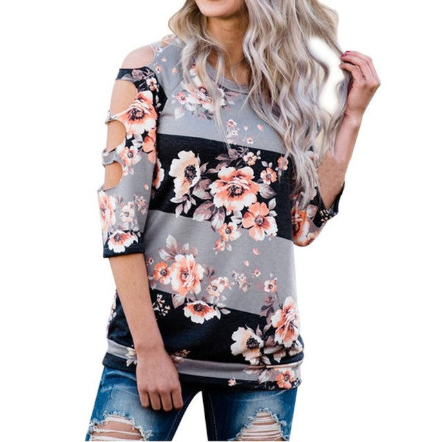 Sexy Hole Off Shoulder Shirt