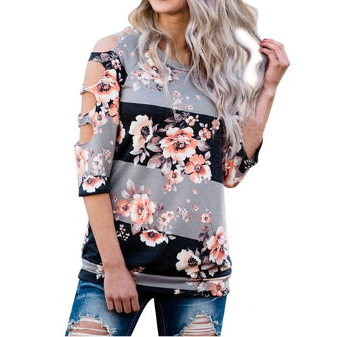 Sexy Hole Off Shoulder Shirt