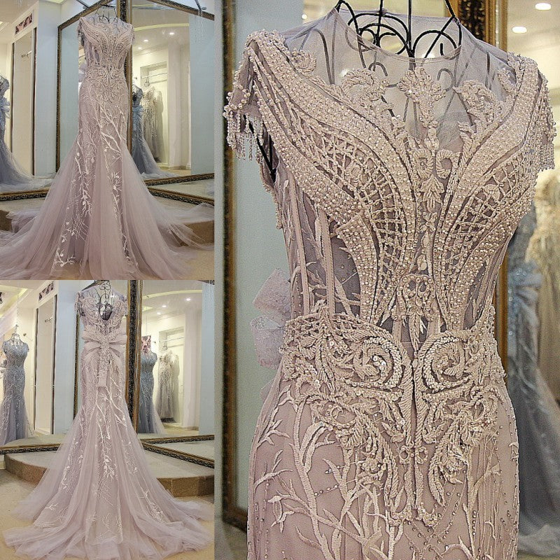 Tulle light grey luxury crystals Dress