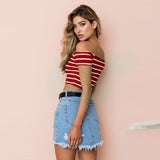Women Ladies Off Shoulder Short Shirt
