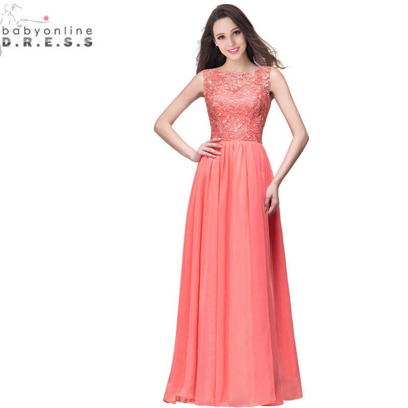 Longue Cheap Coral Lace Dress