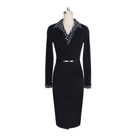 2018 Polka Dot office Dress Elegant Formal