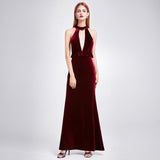 Sexy Velour High Split Evening Dress