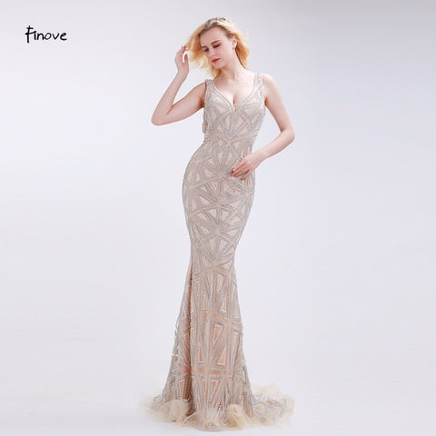 Champagne Evening Dress Stunning Beading