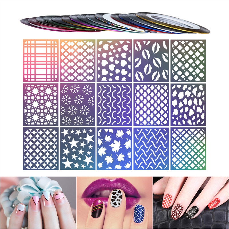 PIXNOR Creative Nail Stickers Decals Hollow Out Nail Art Designs Manicure Decoration
