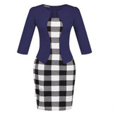 New Fashion Autumn Two Piece Elegant Plaid Work