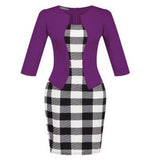 New Fashion Autumn Two Piece Elegant Plaid Work