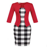 New Fashion Autumn Two Piece Elegant Plaid Work