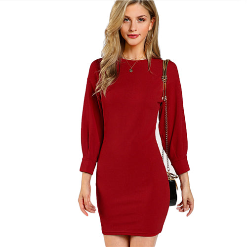 Sheinside Burgundy Pencil Work/Party Dress