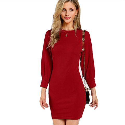 Sheinside Burgundy Pencil Work/Party Dress