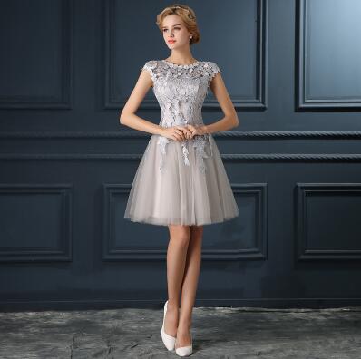 2018 gery collar Lace Up Dress