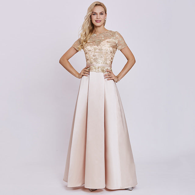 Embroidery evening dress champagne