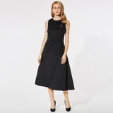 Kinikiss Women Elegant Tank Dress Black Office Work