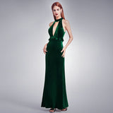 Sexy Velour High Split Evening Dress