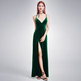 Sexy Velour High Split Evening Dress