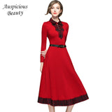 Elegant Lace Patchwork A Line Dress 2018 Business