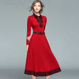 Elegant Lace Patchwork A Line Dress 2018 Business