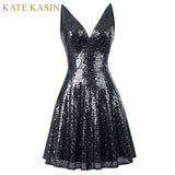 2018 Dark Silver Short sequins Dress