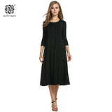 2018 New Women Soft Cotton Solid Summer Casual Dress