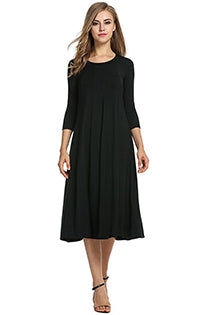 2018 New Women Soft Cotton Solid Summer Casual Dress