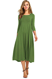2018 New Women Soft Cotton Solid Summer Casual Dress