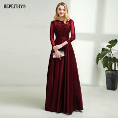 Long Sleeves Burgundry Dress