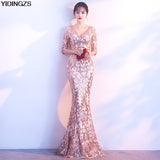 V-neck See-through Party Formal Dress