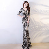 V-neck See-through Party Formal Dress