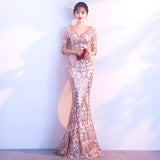V-neck See-through Party Formal Dress