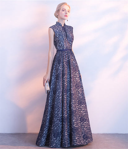 CEEWHY Navy Blue Formal Dress Evening Gowns Long Prom Dresses Abiye Vestido de Noche Vintage Lace Evening Dress Vestido de Festa