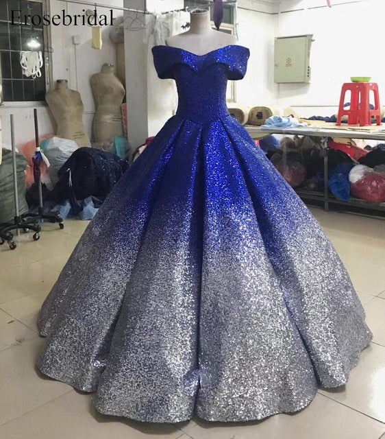 Sparkling V-Neck Evening Dress 2018