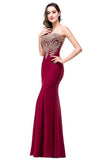 Sexy Burgundy Mermaid Lace Long Dress