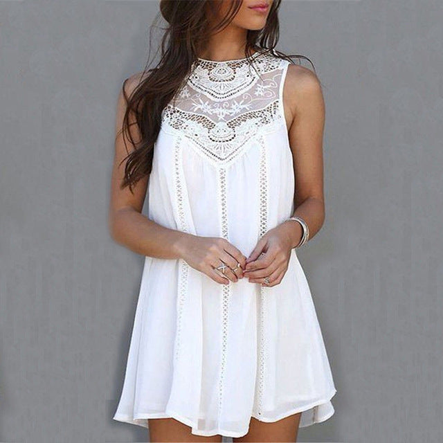 White Lace Mini Party Dress