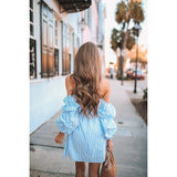 2018 New Blue Striped dress