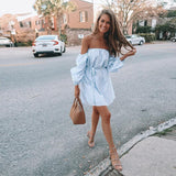 2018 New Blue Striped dress