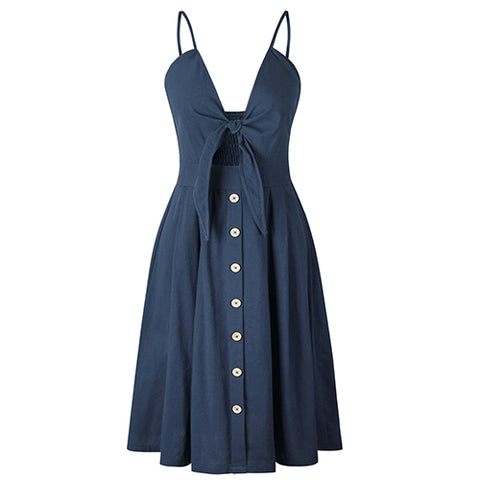 Dress 2018 Sexy Deep V Backless Midi Length Tunic