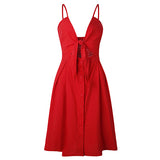 Dress 2018 Sexy Deep V Backless Midi Length Tunic