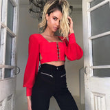 Missufe Fashion Sleeve Blouse Shirts