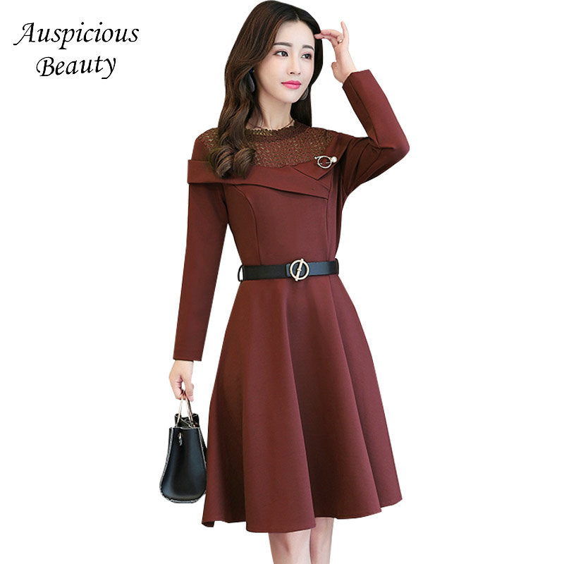 Elegant Dress Formal Long Sleeve Slim Office